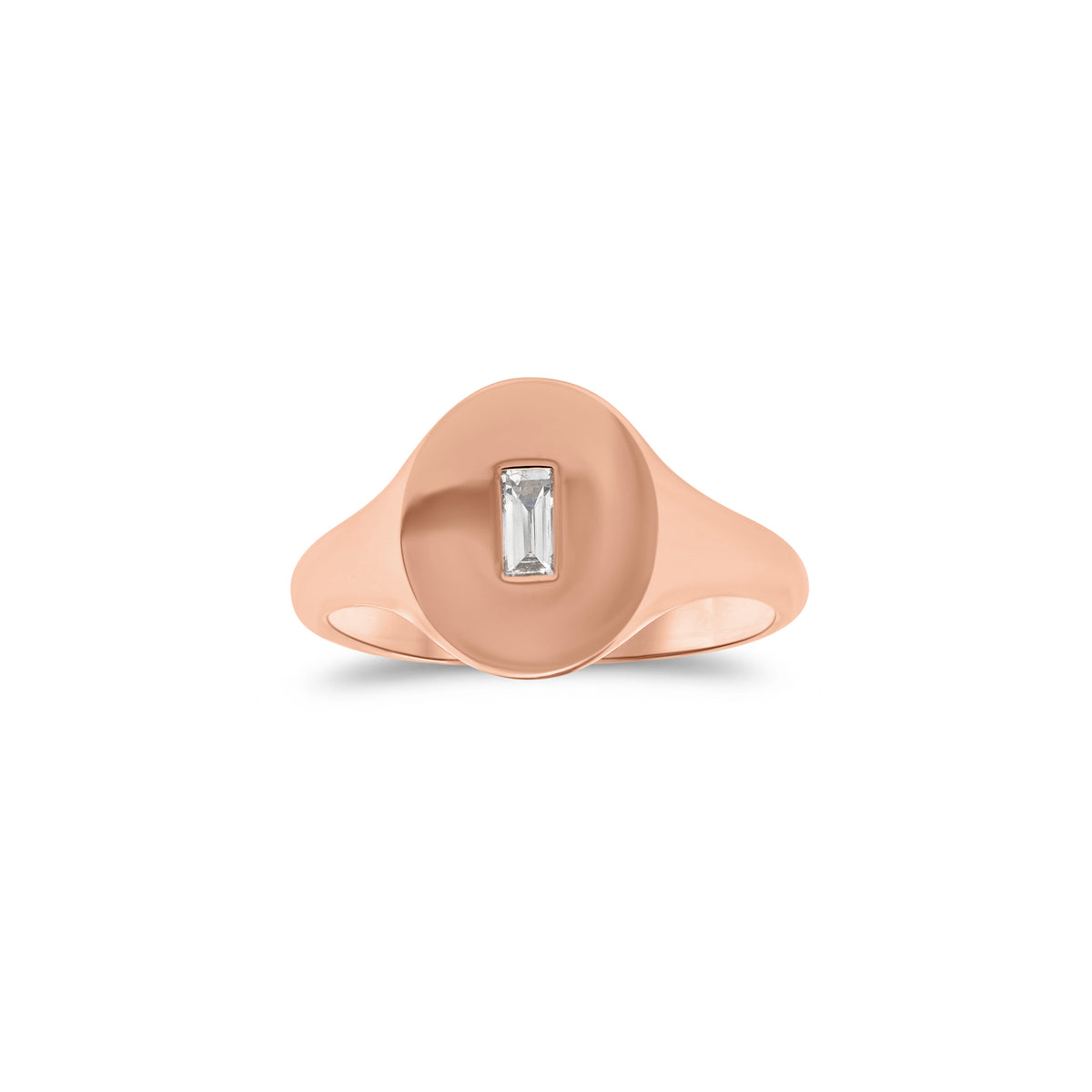 Diamond Baguette Signet Pinky Ring  - 14K gold weighing 2.12 grams  - 0.06 ct slim baguette diamond
