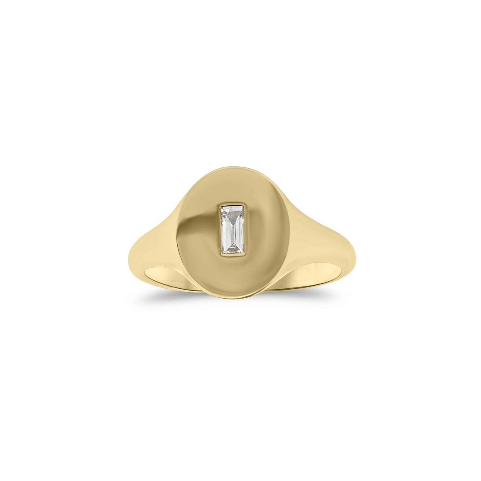 Diamond Baguette Signet Pinky Ring  - 14K gold weighing 2.12 grams  - 0.06 ct slim baguette diamond