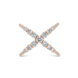 Diamond Criss-Cross Ring  -18K gold weighing 4.89 grams  -20 round diamonds totaling 0.17 carats  -13 round diamonds totaling 0.89 carats