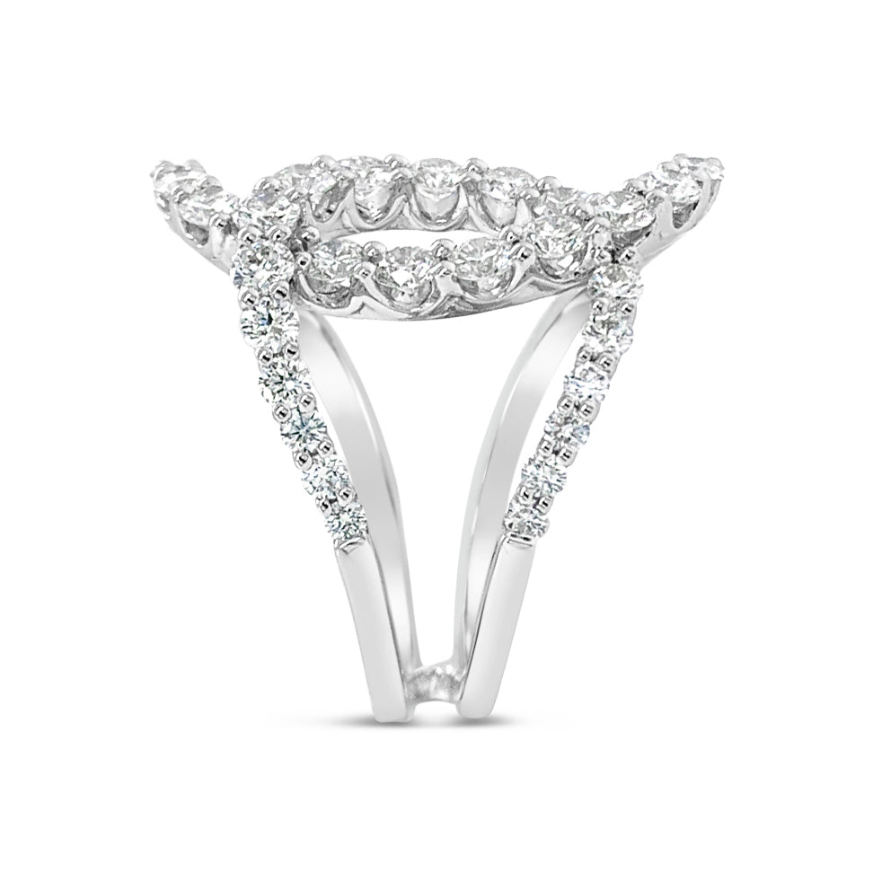 Diamond Open Loop Ring  -18K gold weighing 5.31 grams  -39 round diamonds totaling 1.40 carats