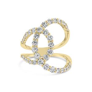 Diamond Open Loop Ring  -18K gold weighing 5.31 grams  -39 round diamonds totaling 1.40 carats