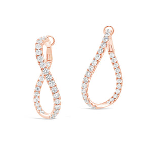 Thick luxe diamond twisted hoops earrings -18K gold weighing 13.06 grams  -56 round diamonds totaling 4.74 carats