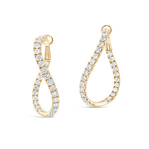 Thick luxe diamond twisted hoops earrings -18K gold weighing 13.06 grams  -56 round diamonds totaling 4.74 carats