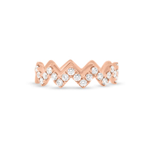Diamond Zig-Zag Stackable Ring - 18K rose gold weighing 3.75 grams - 21 round diamonds totaling 0.44 carats