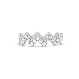 Diamond Zig-Zag Stackable Ring - 18K white gold weighing 3.75 grams - 21 round diamonds totaling 0.44 carats