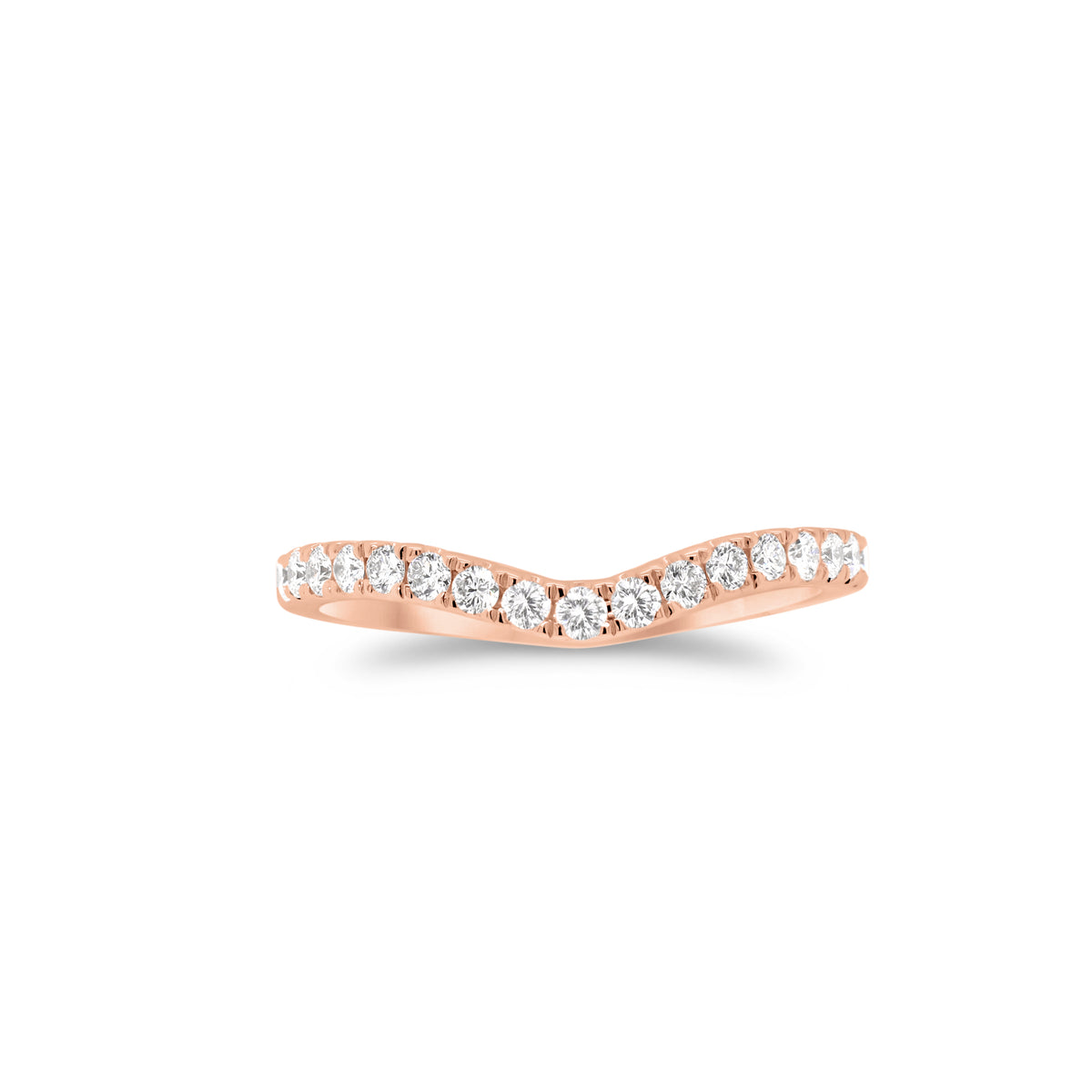 Diamond Curved Wedding Band  - 14K gold weighing 1.97 grams  - 17 round diamonds totaling 0.30 carats