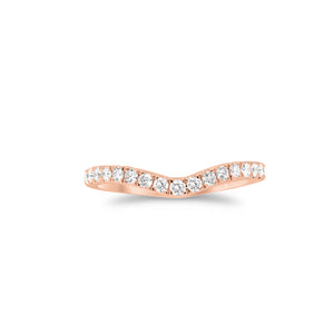 Diamond Curved Wedding Band  - 14K gold weighing 1.97 grams  - 17 round diamonds totaling 0.30 carats