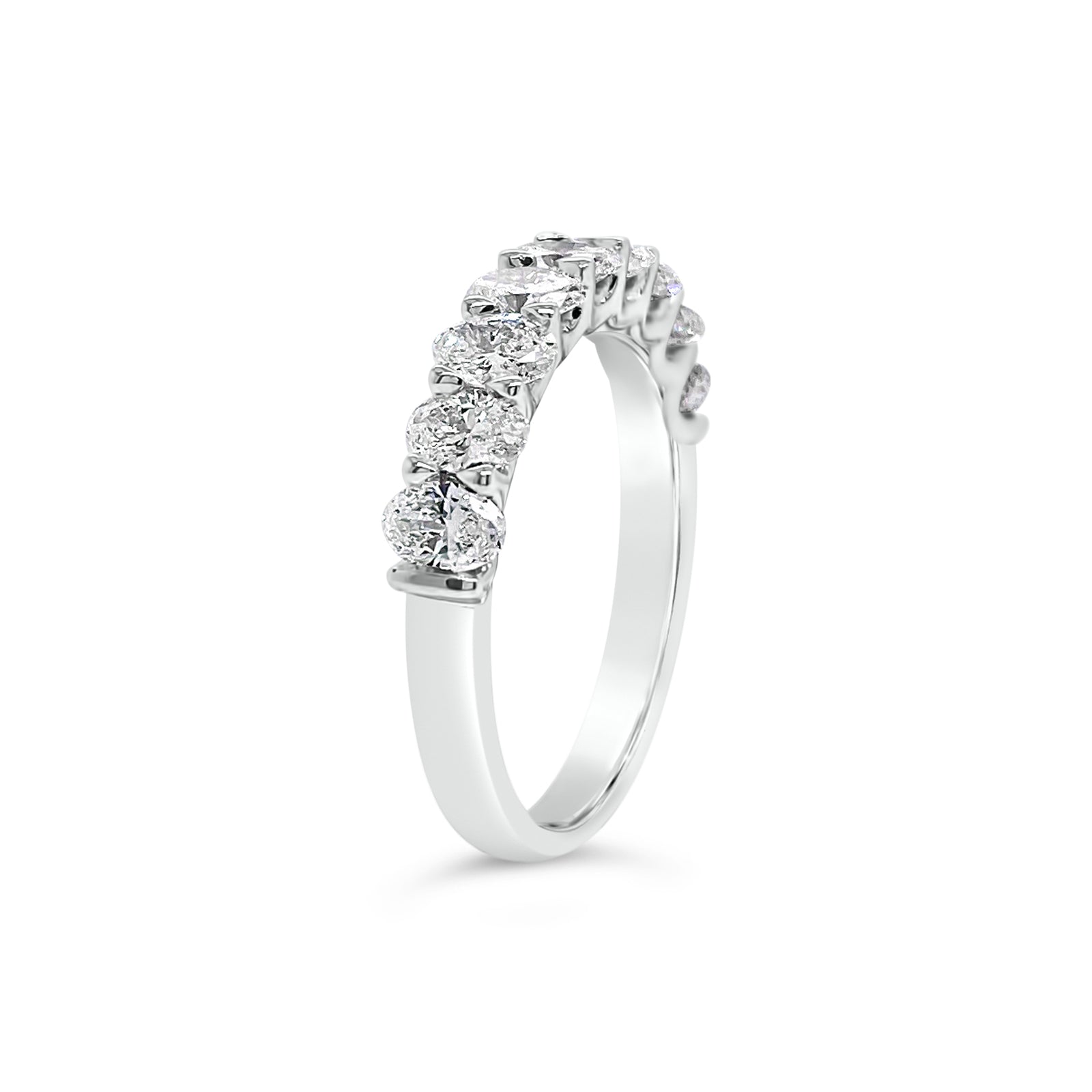 Diamond Ovals Wedding Band -18K white gold weighing 3.46 grams -9 oval-shaped diamonds totaling 1.31 carats