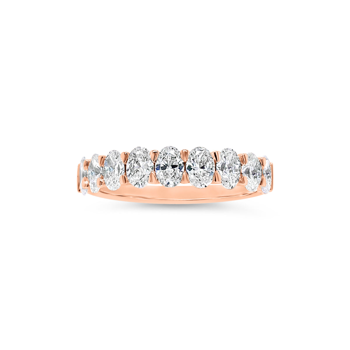 Diamond Ovals Wedding Band -18K rose gold weighing 3.46 grams -9 oval-shaped diamonds totaling 1.31 carats