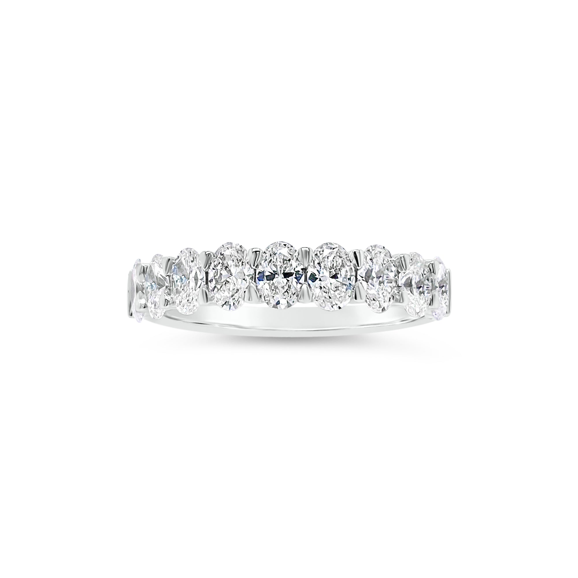 Diamond Ovals Wedding Band -18K white gold weighing 3.46 grams -9 oval-shaped diamonds totaling 1.31 carats