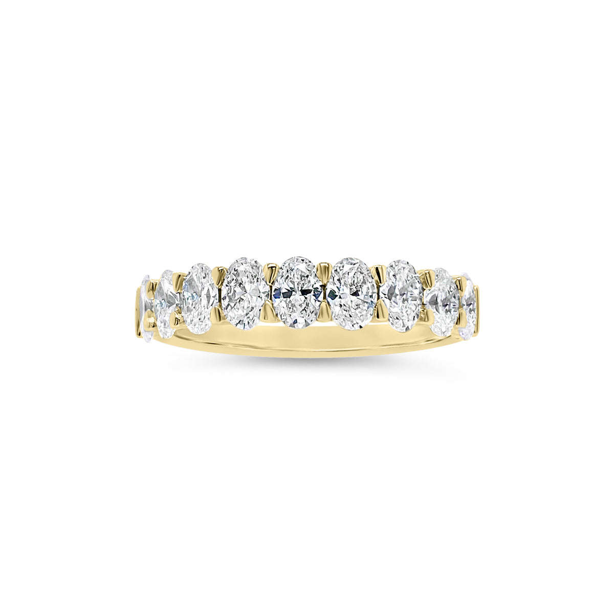 Diamond Ovals Wedding Band -18K yellow gold weighing 3.46 grams -9 oval-shaped diamonds totaling 1.31 carats