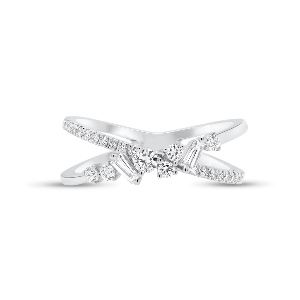 Mixed Cut Diamond Criss-Cross Ring - Nuha Jewelers