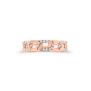 Diamond Curb Chain Stackable Ring  - 18K gold weighing 3.41 grams  - 30 round diamonds totaling 0.19 carats