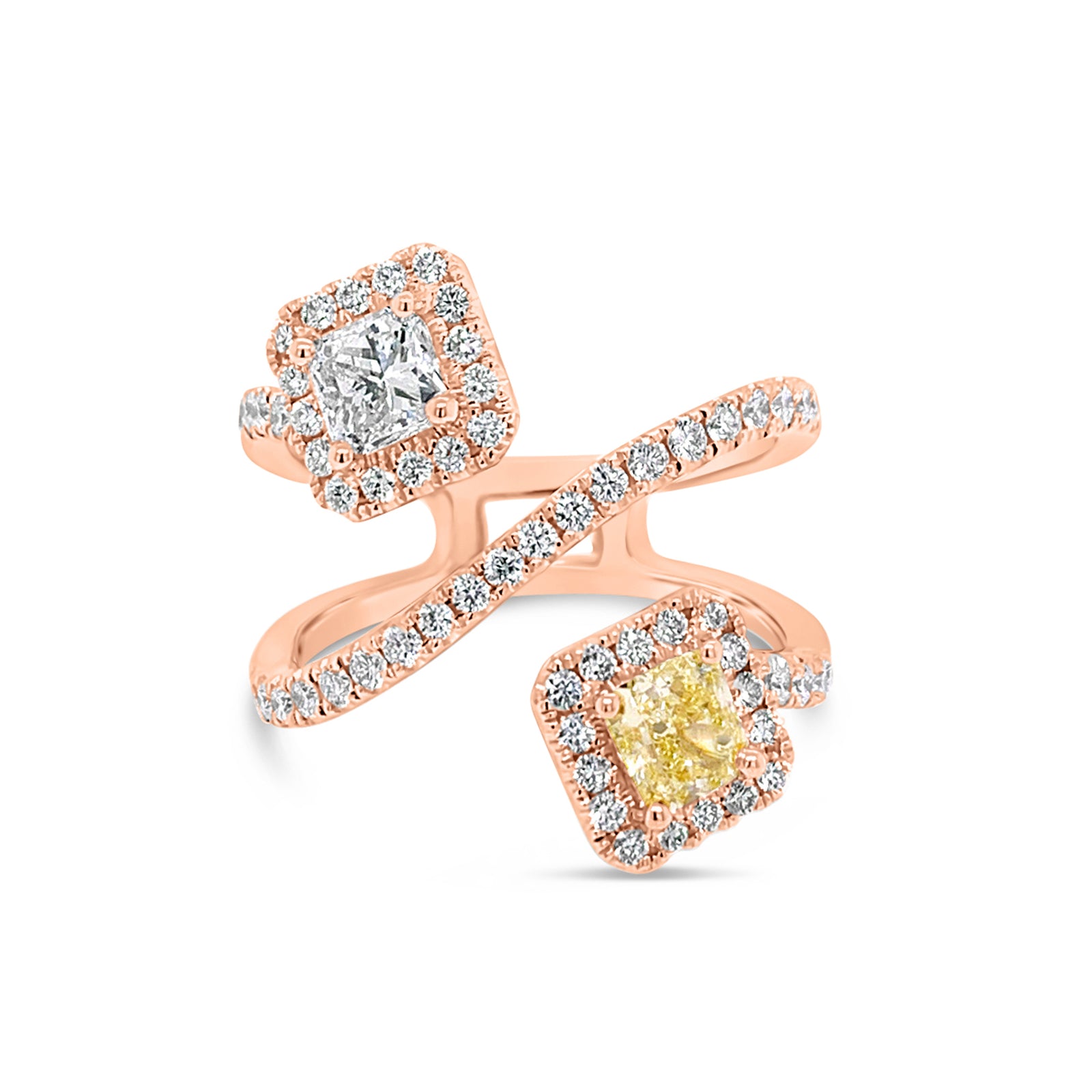 Yellow Diamond Wrap Ring   -18K gold weighing 5.85 grams  -62 round diamonds totaling 0.62 carats