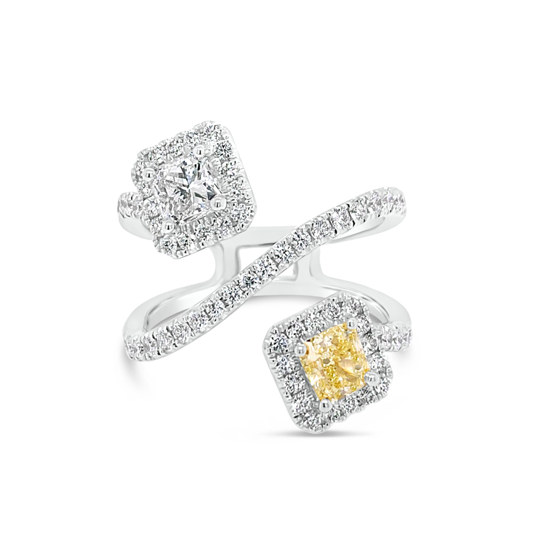 Yellow Diamond Wrap Ring   -18K gold weighing 5.85 grams  -62 round diamonds totaling 0.62 carats