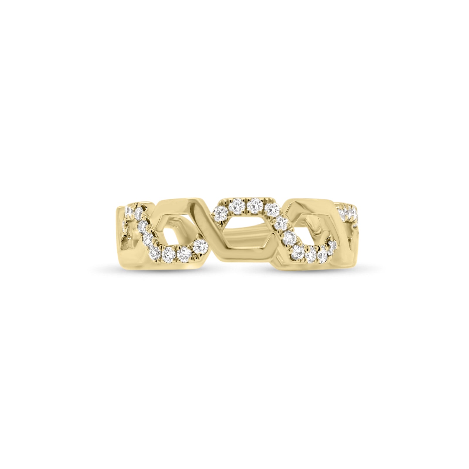 Diamond Geometric Stackable Ring  - 18K gold weighing 3.78 grams  - 24 round diamonds totaling 0.21 carats