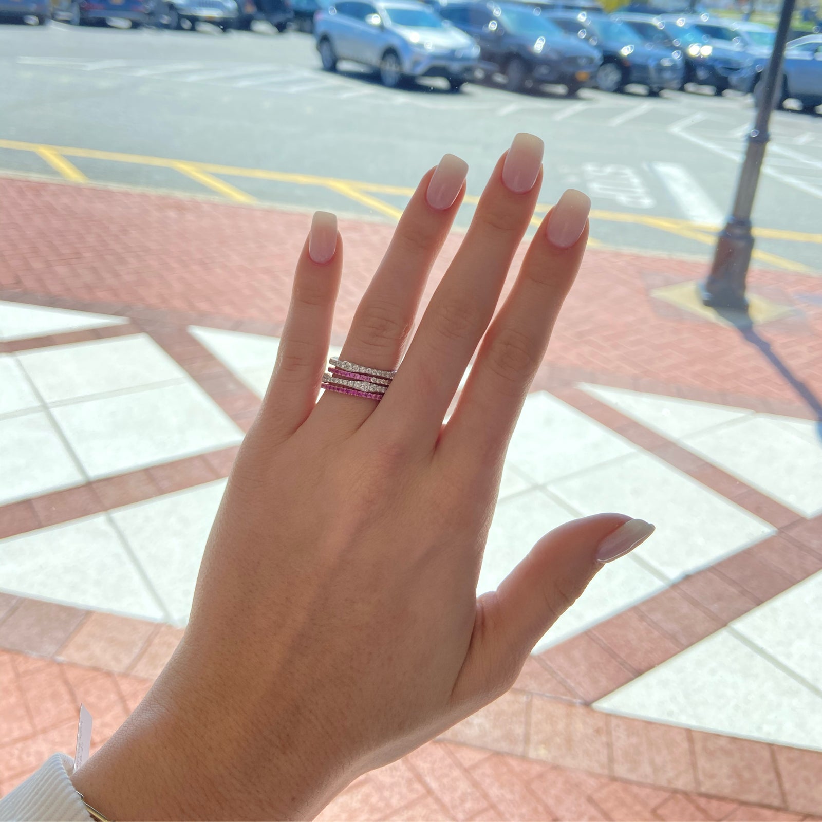 Diamond Curvy Eternity Band  -18k gold weighing 2.61 grams  -36 round diamonds weighing .82 carats