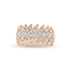 Diamond Thick Wave Band -18K rose gold weighing 7.66 grams -15 round diamonds totaling 2.05 carats -30 round diamonds totaling 0.60 carats -30 round diamonds totaling 1.35 carats