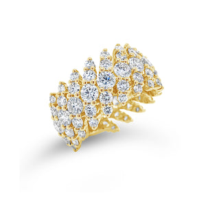 Diamond Thick Wave Band -18K yellow gold weighing 7.66 grams -15 round diamonds totaling 2.05 carats -30 round diamonds totaling 0.60 carats -30 round diamonds totaling 1.35 carats
