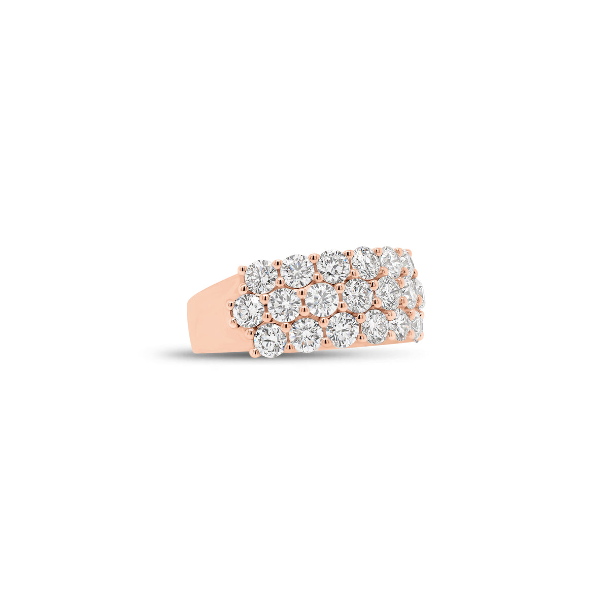 Diamond Triple Row Diamond Wedding Band - 18K gold weighing 7.74 grams  - 31 round diamonds weighing 3.40 carats