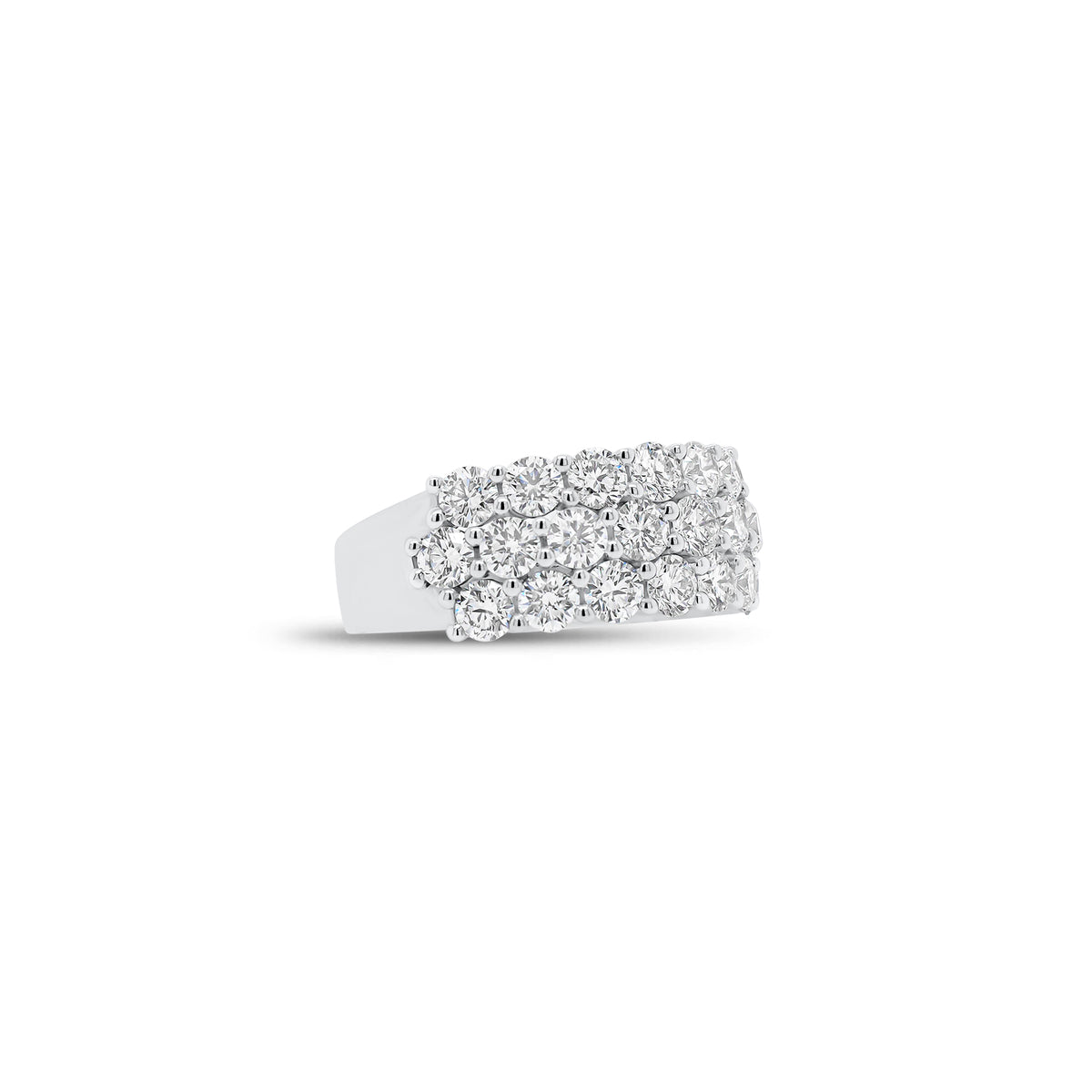 Diamond Triple Row Diamond Wedding Band - 18K gold weighing 7.74 grams  - 31 round diamonds weighing 3.40 carats