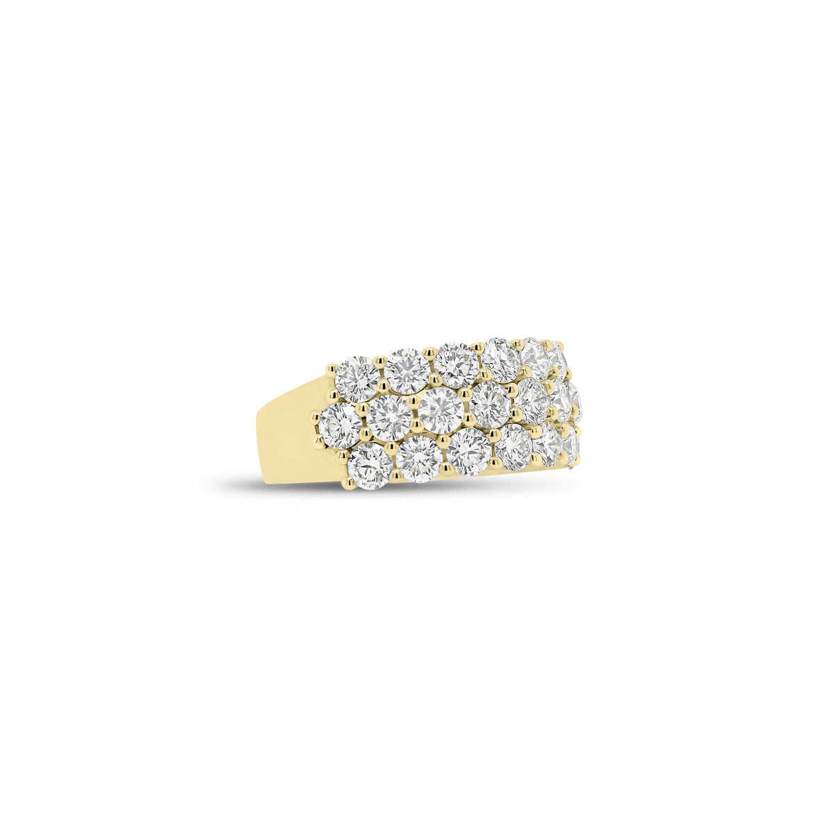 Diamond Triple Row Diamond Wedding Band - 18K gold weighing 7.74 grams  - 31 round diamonds weighing 3.40 carats