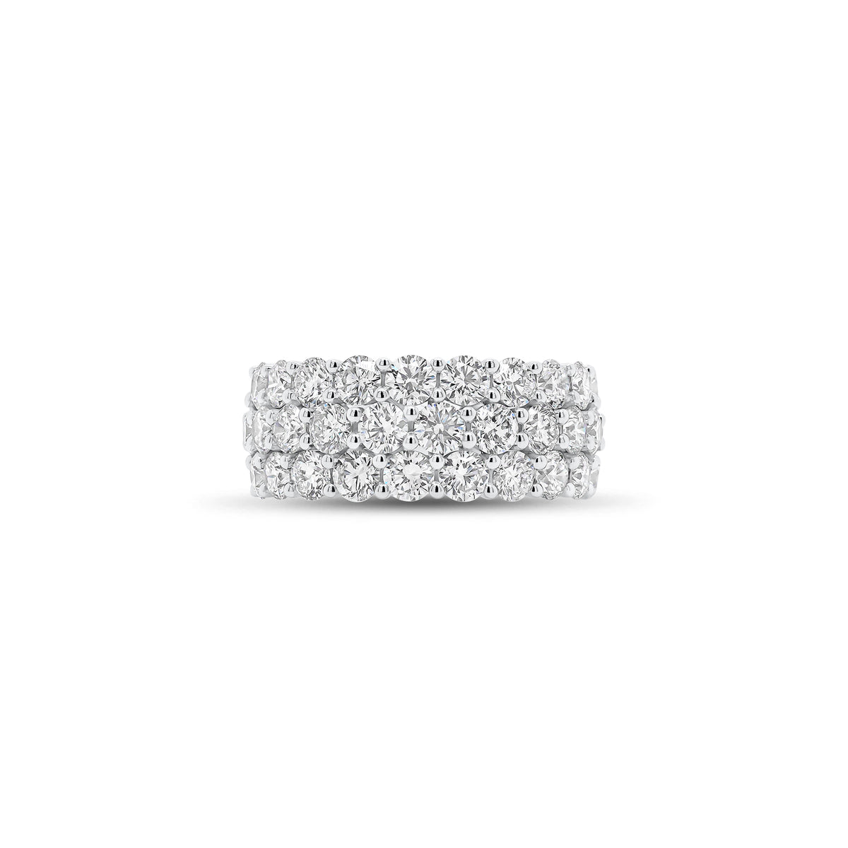 Diamond Triple Row Diamond Wedding Band - 18K gold weighing 7.74 grams  - 31 round diamonds weighing 3.40 carats