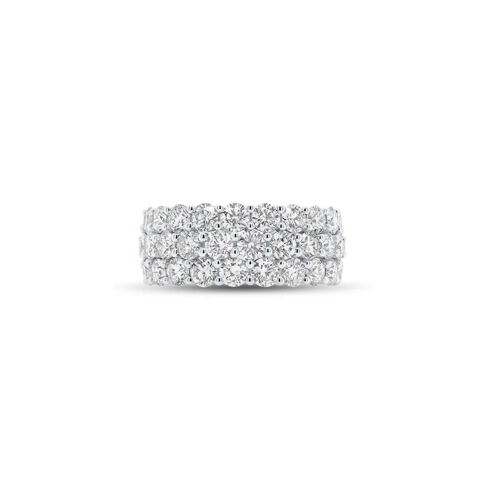 Diamond Triple Row Diamond Wedding Band - 18K gold weighing 7.74 grams  - 31 round diamonds weighing 3.40 carats