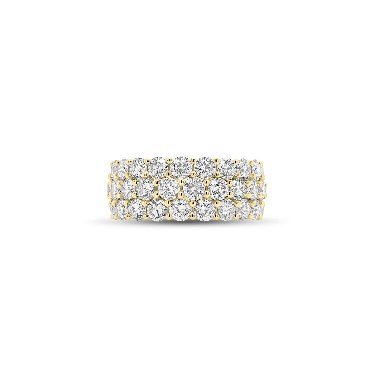 Diamond Triple Row Diamond Wedding Band - 18K gold weighing 7.74 grams  - 31 round diamonds weighing 3.40 carats