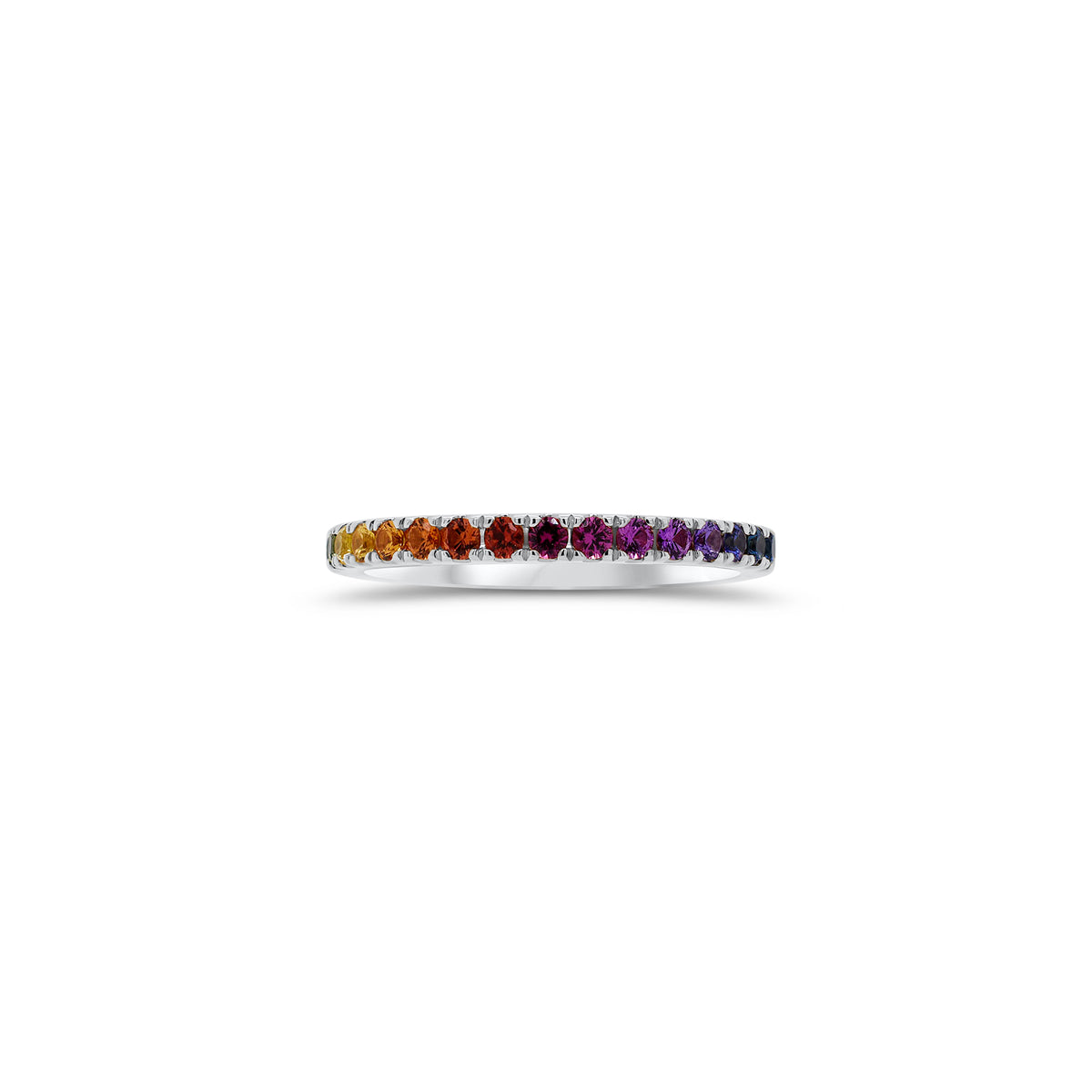 Rainbow Sapphire Ring - 18K gold weighing 2.36 grams  - 17 fancy sapphires weighing 0.42 carats