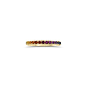Rainbow Sapphire Ring - 18K gold weighing 2.36 grams  - 17 fancy sapphires weighing 0.42 carats