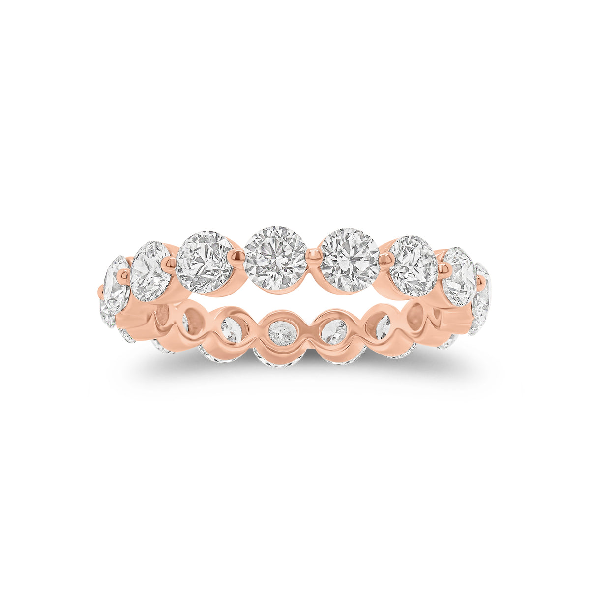 2.62 ct Diamond Eternity Ring - 18K gold weighing 2.48 grams  - 17 round diamonds weighing 2.62 carats