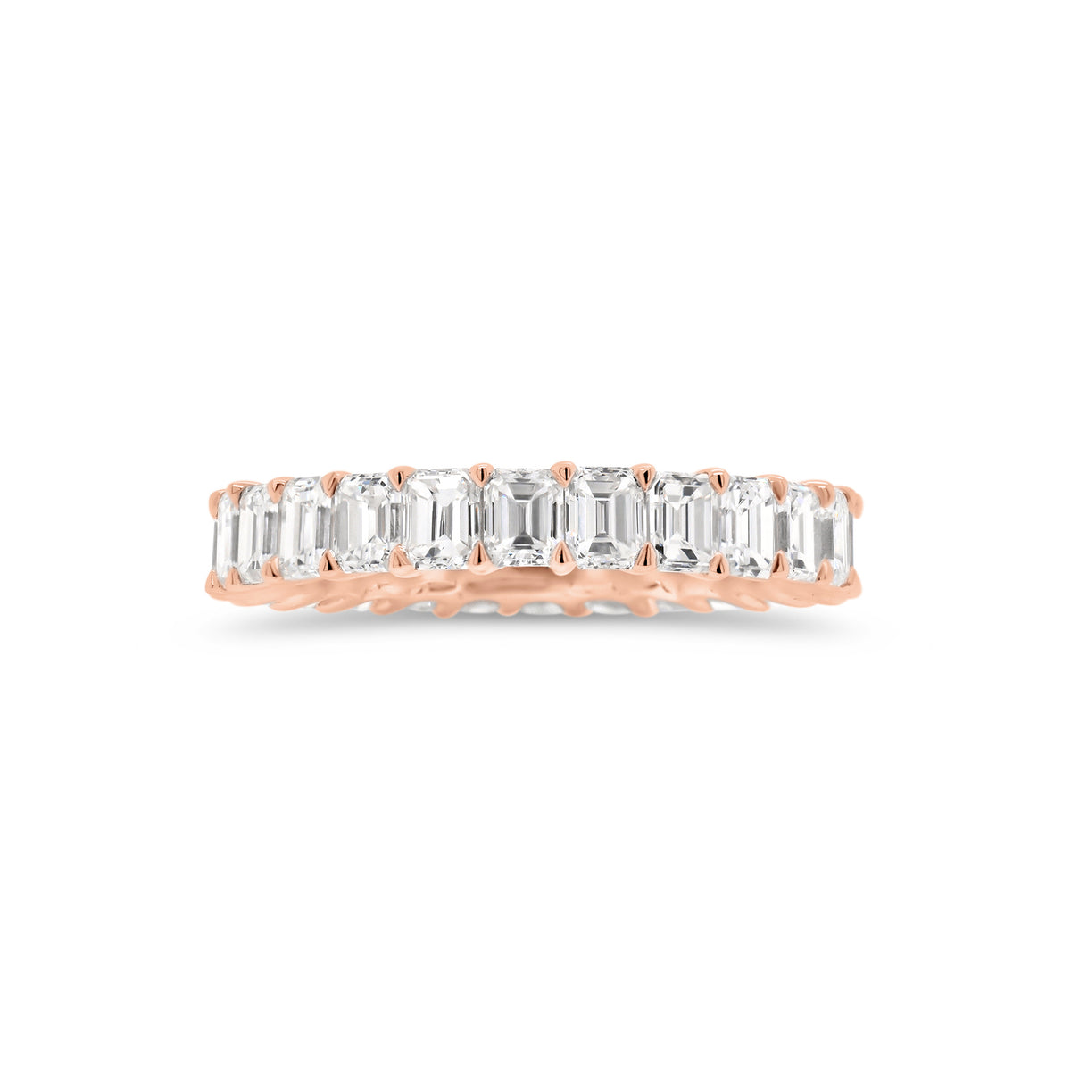 Emerald-Cut Diamond Eternity Band  - 18K gold weighing 2.38 grams  - 26 emerald-cut diamonds totaling 3.72 carats (GIA-graded G color, VS2 clarity)