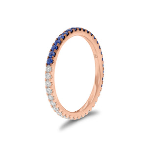 Diamond and Sapphire "Two-Tone" Stacking Ring - 14K gold weighing 1.27 grams - 20 round diamonds weighing 0.26 carats - 20 sapphires weighing 0.34 carats