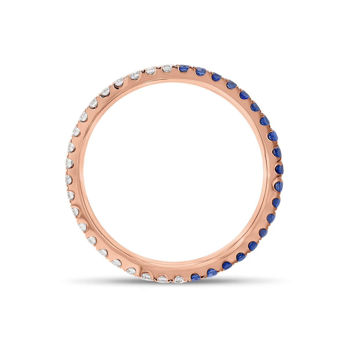 Diamond and Sapphire "Two-Tone" Stacking Ring - 14K gold weighing 1.27 grams - 20 round diamonds weighing 0.26 carats - 20 sapphires weighing 0.34 carats