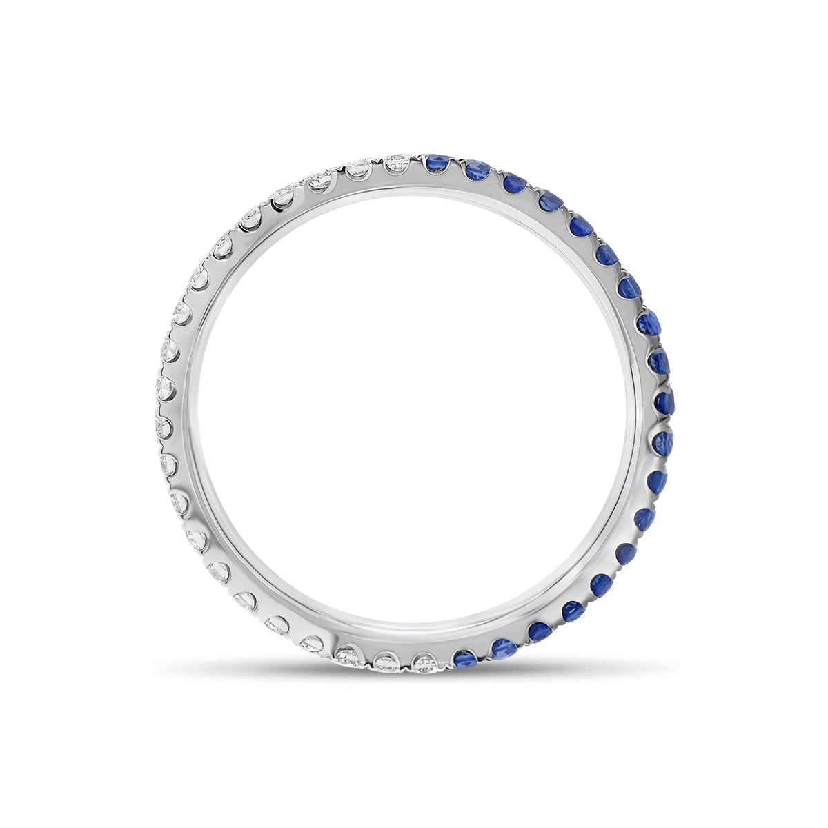 Diamond and Sapphire "Two-Tone" Stacking Ring - 14K gold weighing 1.27 grams - 20 round diamonds weighing 0.26 carats - 20 sapphires weighing 0.34 carats