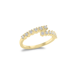 Prong-Set Diamond Wrap Ring - 14K gold weighing 1.59 grams  - 13 round diamonds weighing 0.21 carats