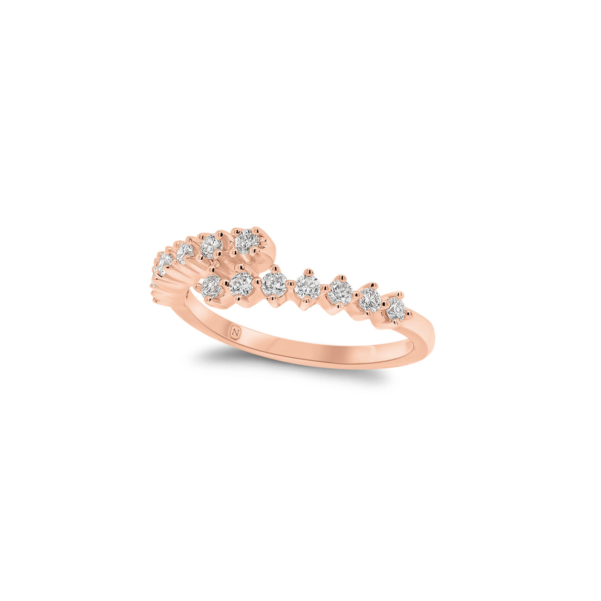 Prong-Set Diamond Wrap Ring - 14K gold weighing 1.59 grams  - 13 round diamonds weighing 0.21 carats