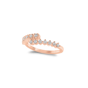 Prong-Set Diamond Wrap Ring - 14K gold weighing 1.59 grams  - 13 round diamonds weighing 0.21 carats