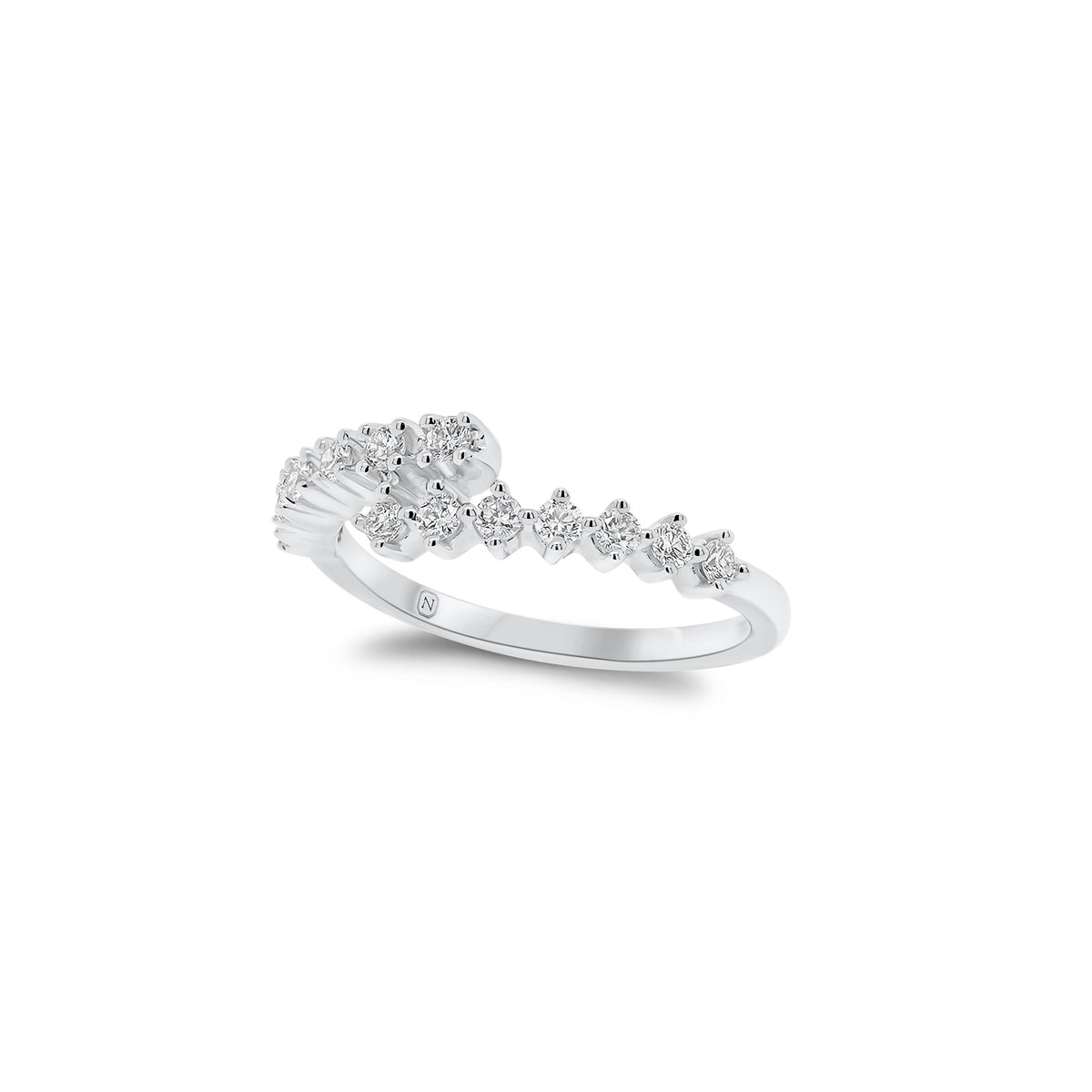 Prong-Set Diamond Wrap Ring - 14K gold weighing 1.59 grams  - 13 round diamonds weighing 0.21 carats