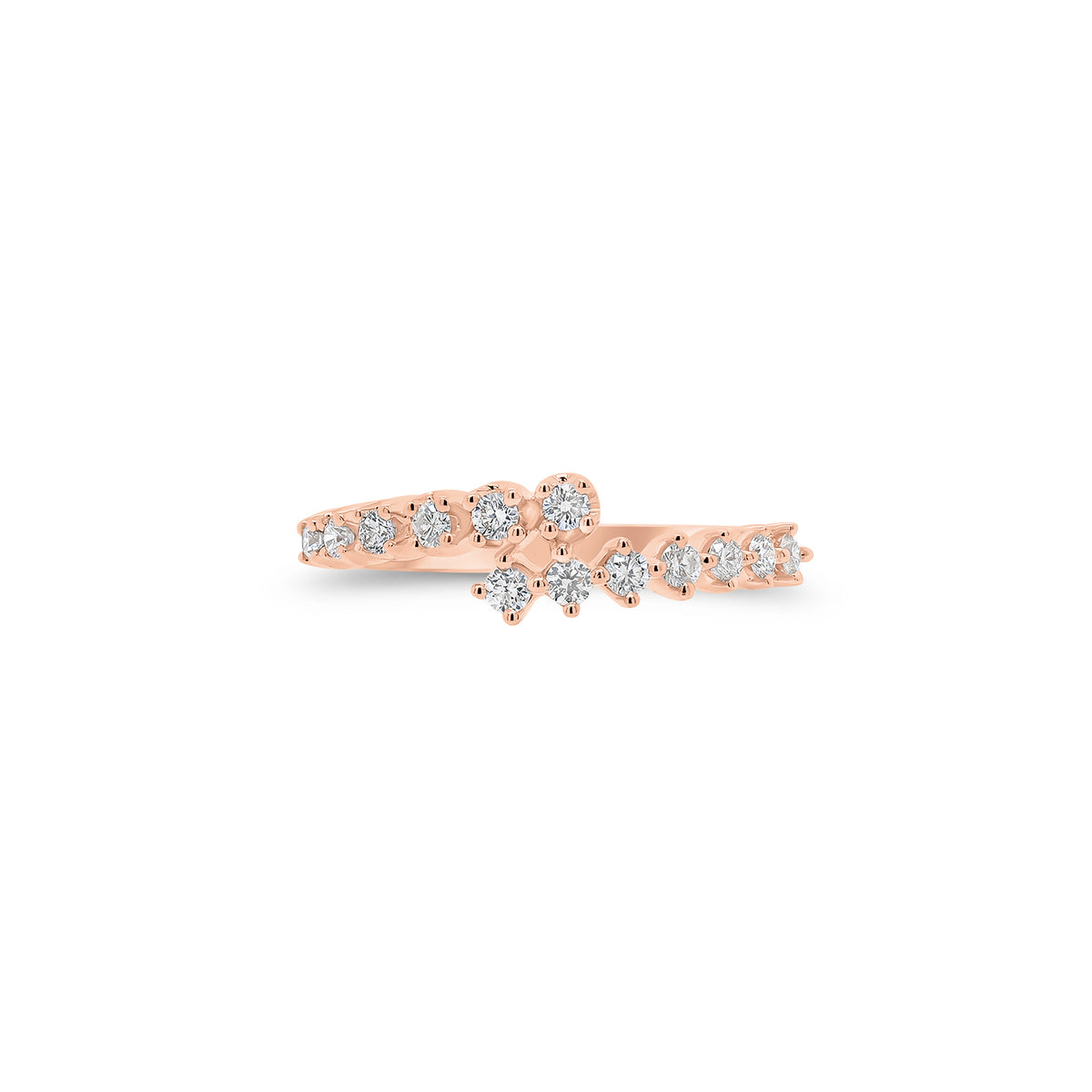 Prong-Set Diamond Wrap Ring - 14K gold weighing 1.59 grams  - 13 round diamonds weighing 0.21 carats