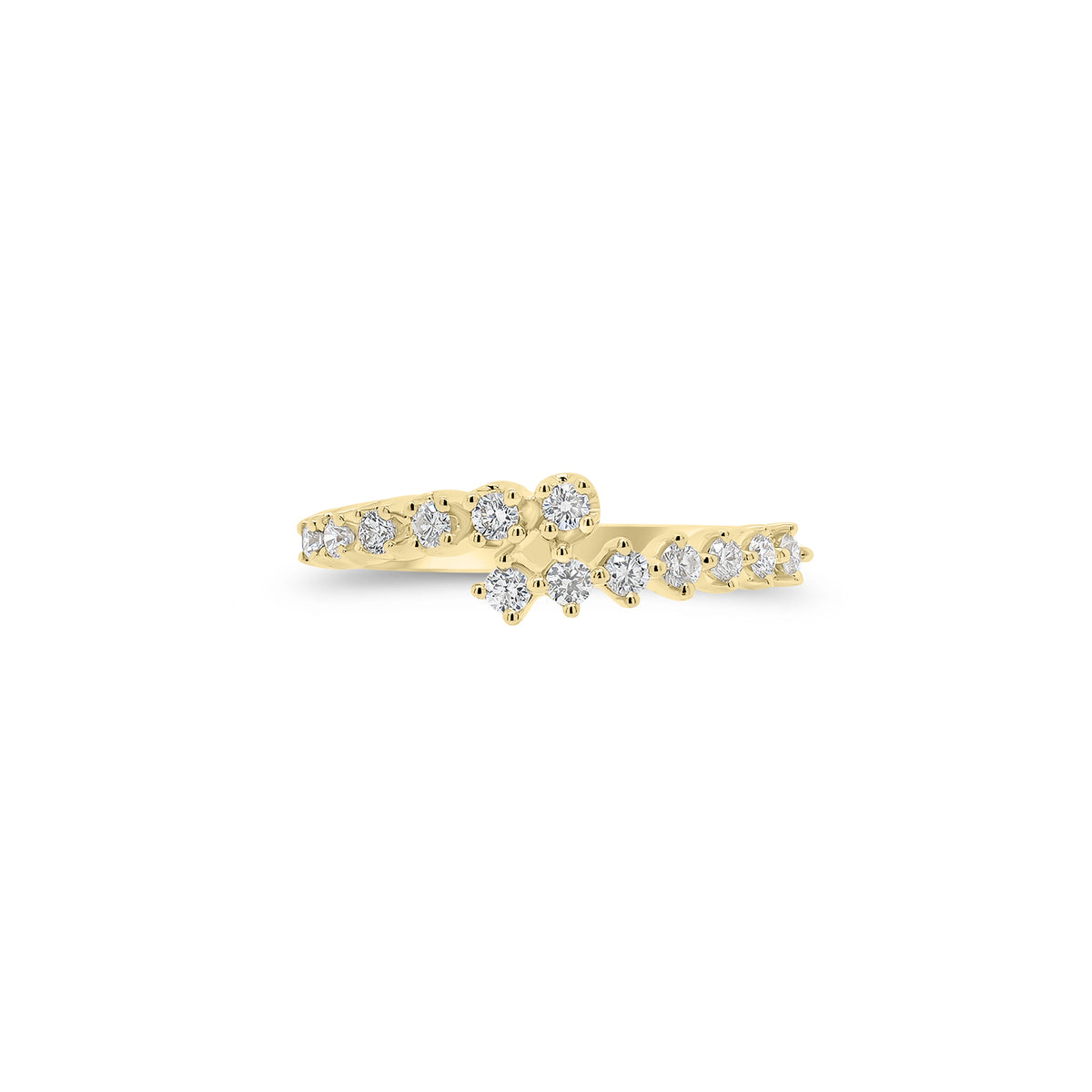 Prong-Set Diamond Wrap Ring - 14K gold weighing 1.59 grams  - 13 round diamonds weighing 0.21 carats