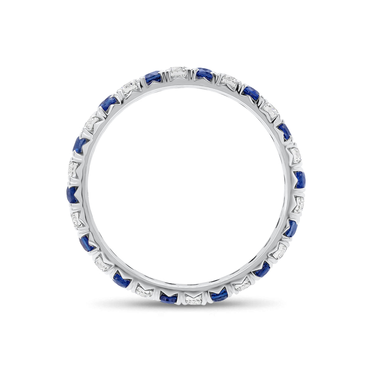 Sapphire and Diamond Eternity Ring - 18K gold weighing 1.52 grams  - 14 sapphires weighing 0.70 carats  - 14 round diamonds weighing 0.47 carats