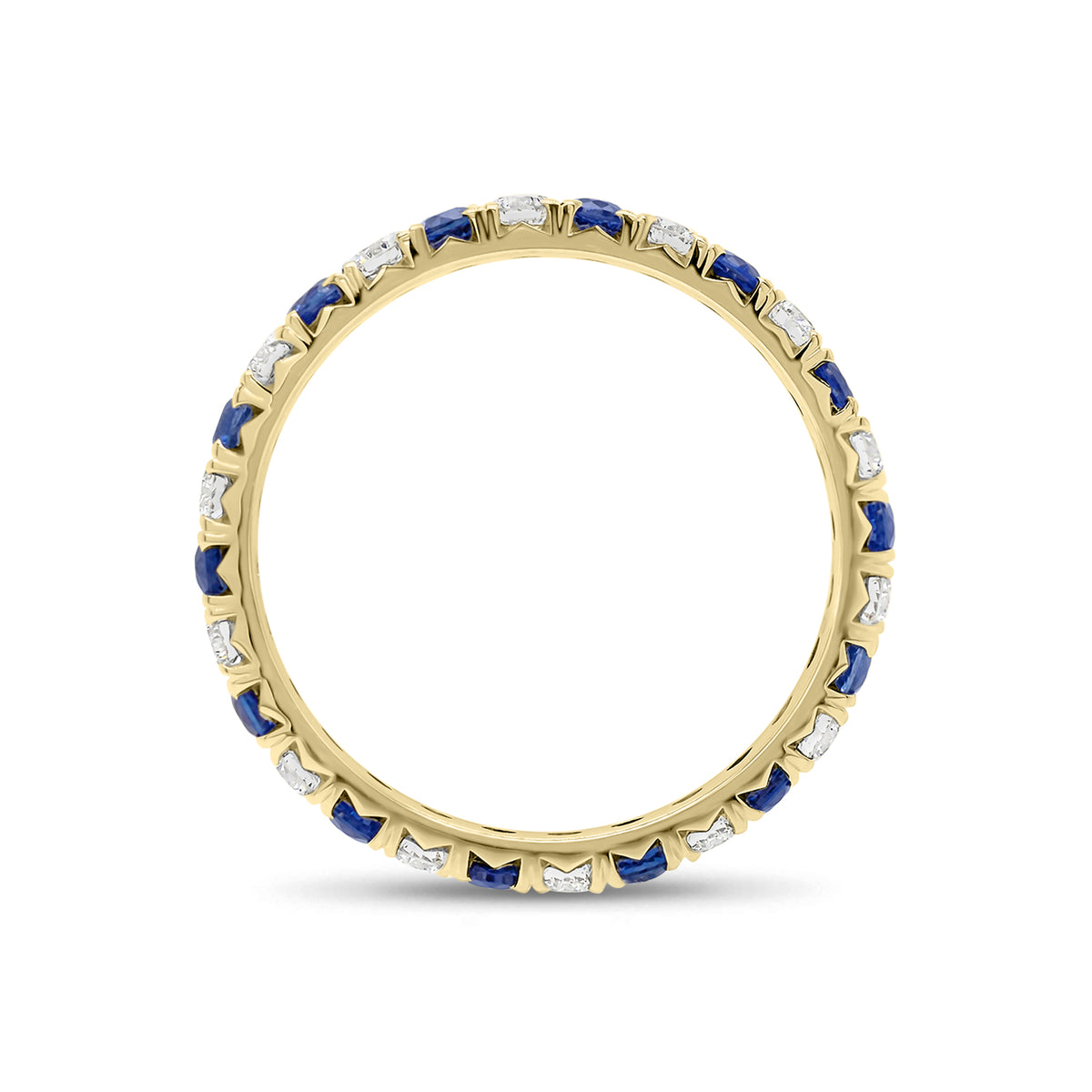 Sapphire and Diamond Eternity Ring - 18K gold weighing 1.52 grams  - 14 sapphires weighing 0.70 carats  - 14 round diamonds weighing 0.47 carats