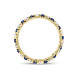 Sapphire and Diamond Eternity Ring - 18K gold weighing 1.52 grams  - 14 sapphires weighing 0.70 carats  - 14 round diamonds weighing 0.47 carats