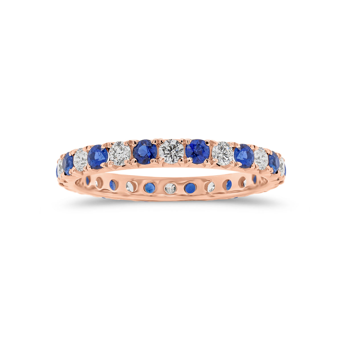 Sapphire and Diamond Eternity Ring - 18K gold weighing 1.52 grams  - 14 sapphires weighing 0.70 carats  - 14 round diamonds weighing 0.47 carats