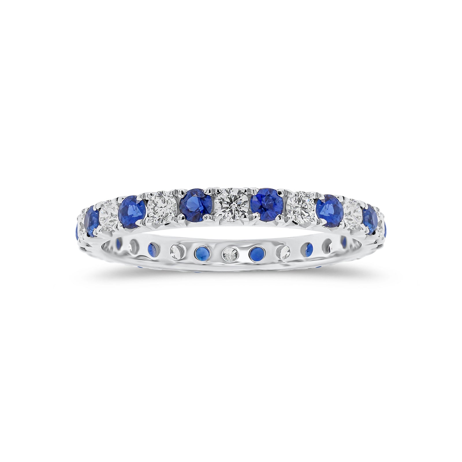 Sapphire and Diamond Eternity Ring - 18K gold weighing 1.52 grams  - 14 sapphires weighing 0.70 carats  - 14 round diamonds weighing 0.47 carats