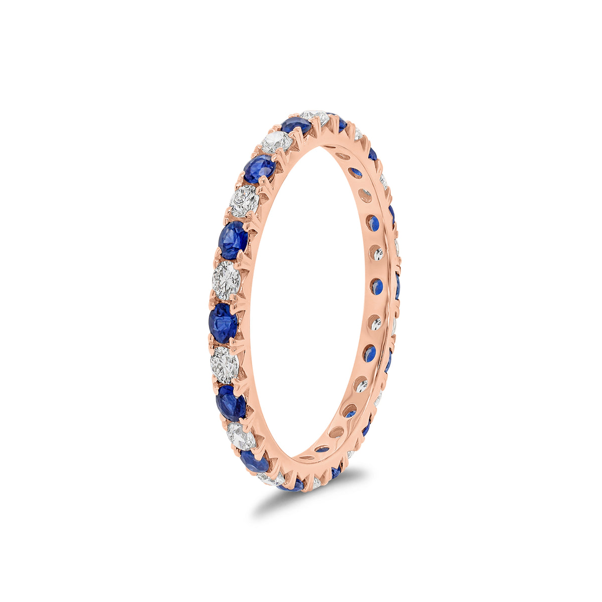 Sapphire and Diamond Eternity Ring - 18K gold weighing 1.52 grams  - 14 sapphires weighing 0.70 carats  - 14 round diamonds weighing 0.47 carats