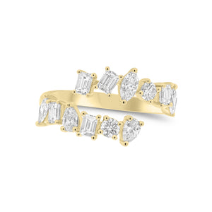 Mixed Shape Diamond Wrap Ring - 18K gold weighing 2.57 grams  - 12 mixed shape diamonds weighing 1.09 carats