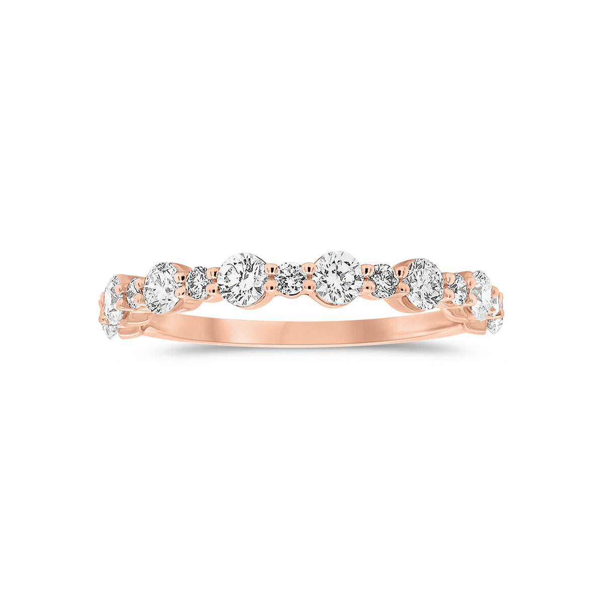 Diamond Pattern Wedding Band - 14K gold weighing 1.44 grams  - 8 round diamonds weighing 0.56 carats  - 7 round diamonds weighing 0.13 carats